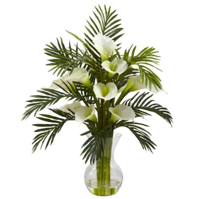 Nearly Natural 27 in. Artificial Calla Lily & Palm Combo
