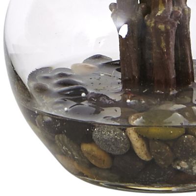 Image showing  17 in. Artificial Dahlia Silk Arrangement with Glass Vase, Orange