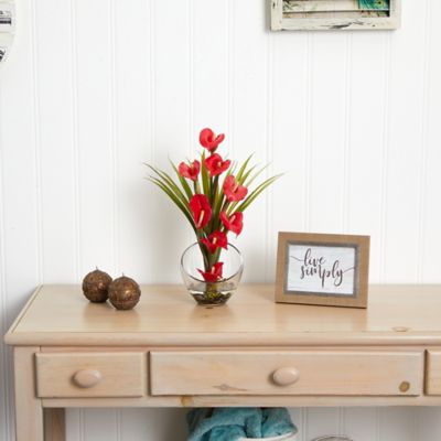 Image showing 2 th Nearly Natural 15.5 in. Artificial Calla Lily and Grass Arrangement in Vase