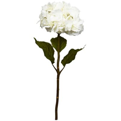Nearly Natural 28 in. Artificial Hydrangea Flower, 3 pc., White
