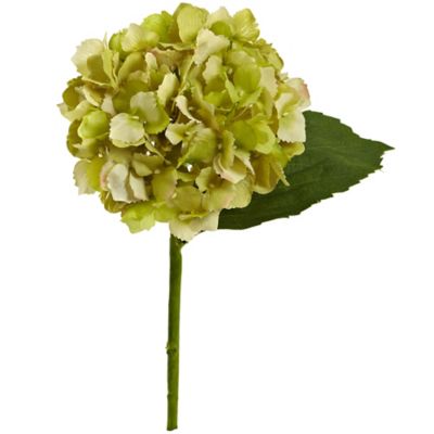 Nearly Natural 12 in. Artificial Hydrangea Flower, 12 pc., Green