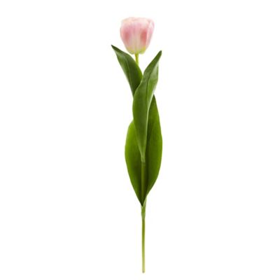 Nearly Natural Artificial 22 in. Tulip Flowers, Pink, 8 pc.