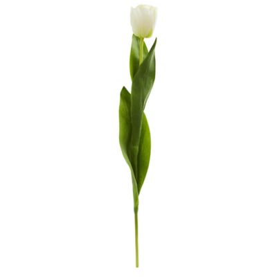 Nearly Natural Artificial 22 in. Tulip Flowers, White, 8 pc.