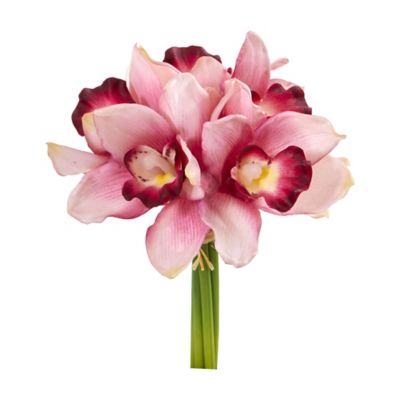 Nearly Natural 9 in. Artificial Cymbidium Orchid Flower Bundle, 6 pc.