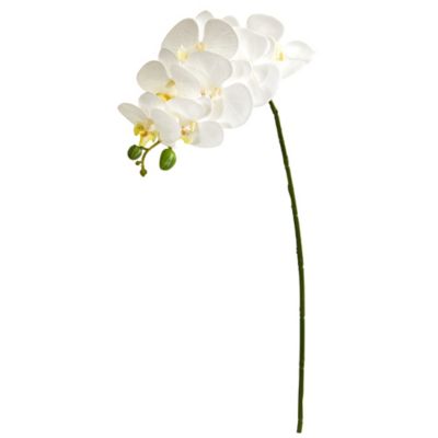 Nearly Natural 28 in. Artificial Orchid Phalaenopsis Flower Stem, 6 pc., White