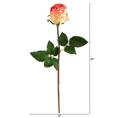 Image showing  21 in. Artificial Rose Bud Flower, 6 pc., Orange