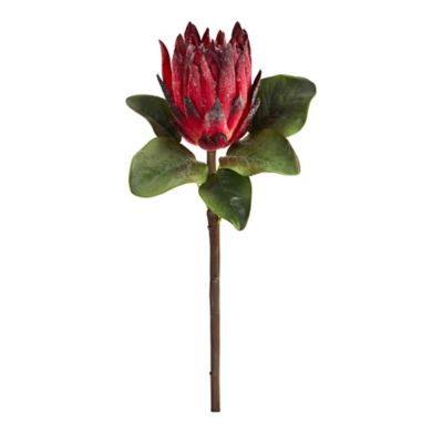 Nearly Natural Artificial 23 in. King Protea Flowers, Red, 4 pc.