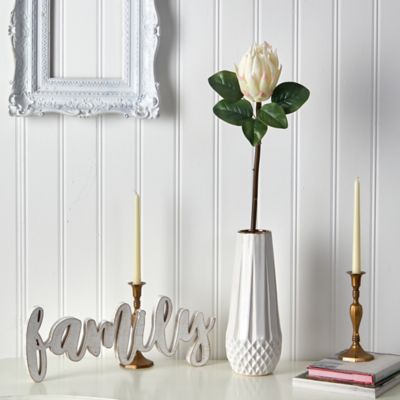 Image showing  Artificial 23 in. King Protea Flowers, White, 4 pc.