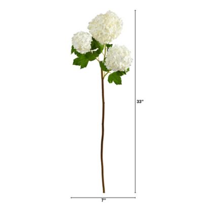 Image showing  33 in. Artificial Snowball Hydrangea Flower, 2 pc., White