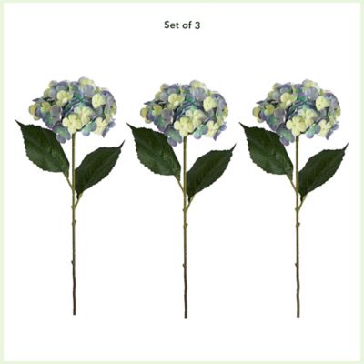 Image showing  20 in. Artificial Hydrangea Flower Stems, 3 pc., Blue