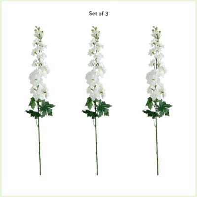 Image showing  39 in. Artificial Delphinium Flower Stems, 3 pc., White