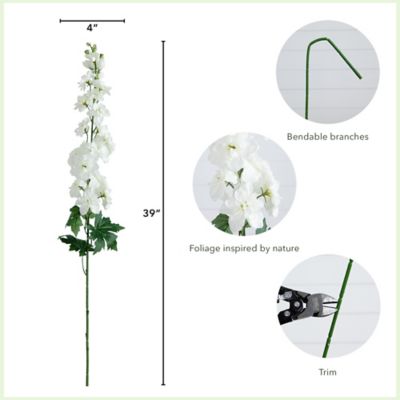 Image showing  39 in. Artificial Delphinium Flower Stems, 3 pc., White