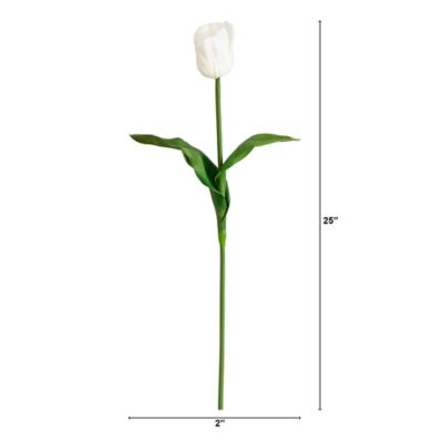 Image showing  25 in. Artificial Tulip Flower Stems, 3 pc., White