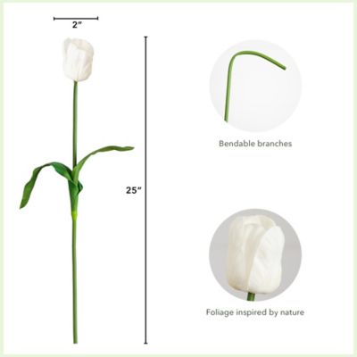Image showing  25 in. Artificial Tulip Flower Stems, 3 pc., White