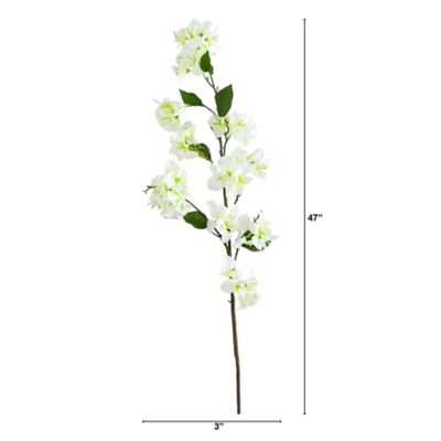 Image showing  47 in. Artificial Slim Bougainvillea Flower Stems, 3 pc., White