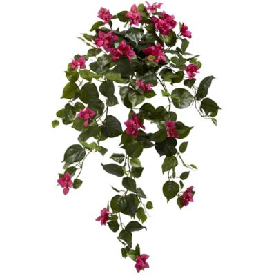 Nearly Natural 37 in. Artificial Bougainvillea Hanging Plant, 2 pc.