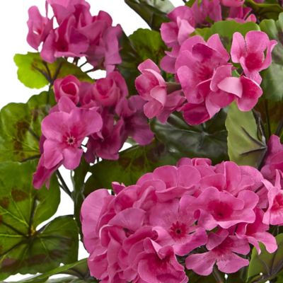 Image showing  19 in. Artificial Geranium Bush, UV Resistant, 3 pc., Indoor/Outdoor, Pink