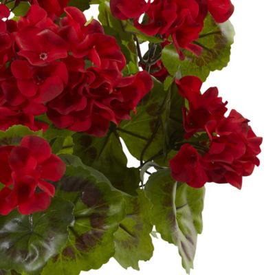 Image showing  19 in. Artificial Geranium Bush, UV Resistant, 3 pc., Indoor/Outdoor, Red