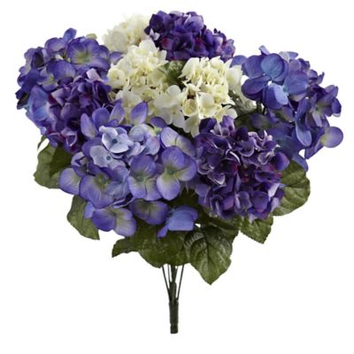 Nearly Natural 19 in. Artificial Hydrangea Plant, 3 pc., Blue