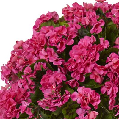 Image showing  22 in. Artificial Geranium Silk Flowering Plant in Farmhouse Planter, UV Resistant, Indoor/Outdoor