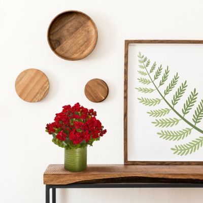 Image showing  20 in. Artificial Geranium Plant in Metal Planter, UV Resistant, Indoor/Outdoor, Red