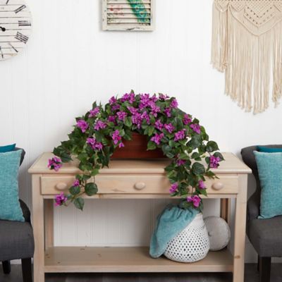 Image showing  18 in. Artificial Bougainvillea Plant in Decorative Planter, Purple