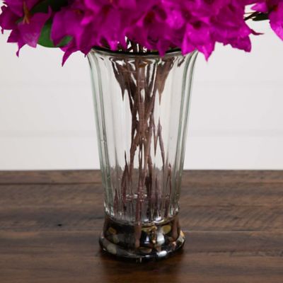 Image showing  30 in. Artificial Bougainvillea Arrangement in Glass Vase, Pink
