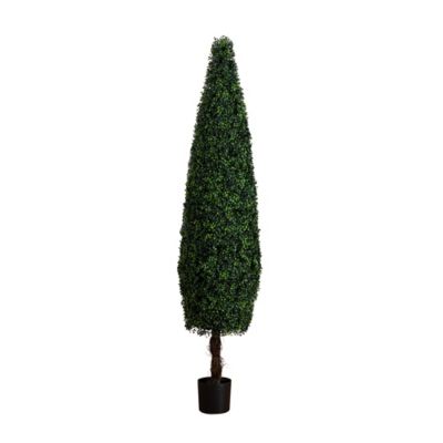 Nearly Natural 7 ft. Artificial Boxwood Topiary Cone Tree, UV Resistant, Indoor/Outdoor