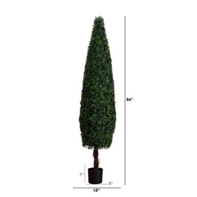 Image showing  7 ft. Artificial Boxwood Topiary Cone Tree, UV Resistant, Indoor/Outdoor