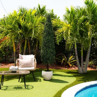 Image showing  7 ft. Artificial Boxwood Topiary Cone Tree, UV Resistant, Indoor/Outdoor