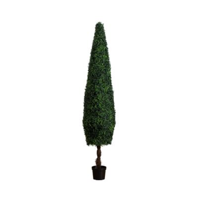 Nearly Natural 8 ft. Artificial Boxwood Topiary Cone Tree, UV Resistant, Indoor/Outdoor