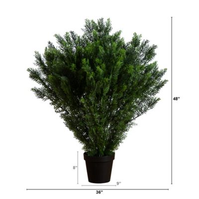 Image showing 1 th Nearly Natural 4 ft. Artificial Cedar Bush, UV Resistant, Indoor/Outdoor