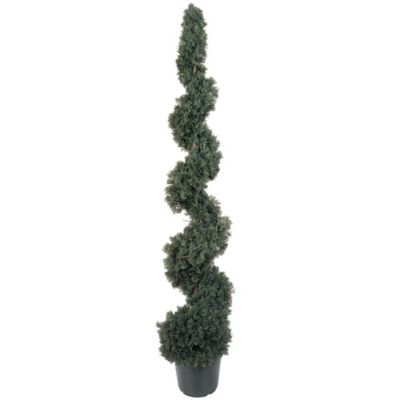 Nearly Natural Artificial 5 ft. Cedar Spiral Silk Tree, Indoor/Outdoor