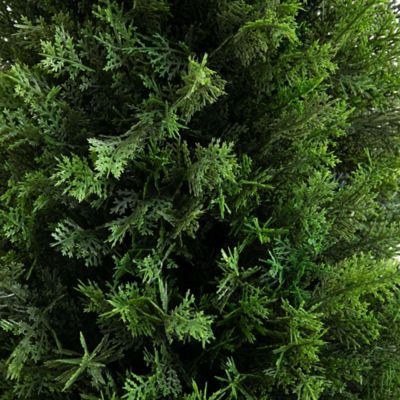 Image showing  4 ft. Artificial Cedar Tree in Decorative White Planter, UV Resistant, Indoor/Outdoor
