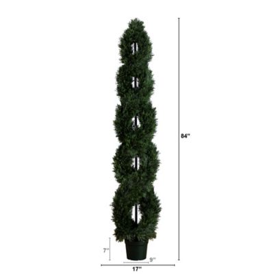 Image showing  7 ft. Artificial Double Pond Cypress Spiral Topiary, UV Resistant, Indoor/Outdoor