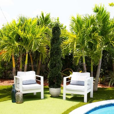 Image showing  7 ft. Artificial Double Pond Cypress Spiral Topiary, UV Resistant, Indoor/Outdoor