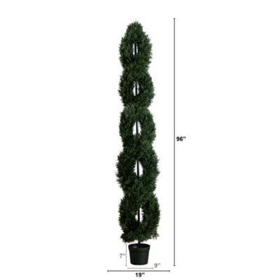 Image showing  8 ft. Artificial Double Pond Cypress Spiral Topiary, UV Resistant, Indoor/Outdoor