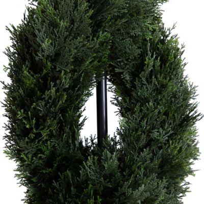 Image showing  8 ft. Artificial Double Pond Cypress Spiral Topiary, UV Resistant, Indoor/Outdoor