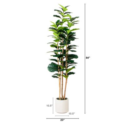 Image showing  7 ft. Artificial Fiddle Leaf Tree in Decorative White Planter
