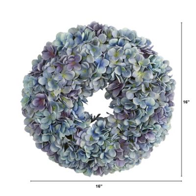 Image showing  16 in. Artificial Hydrangea Wreath, Blue