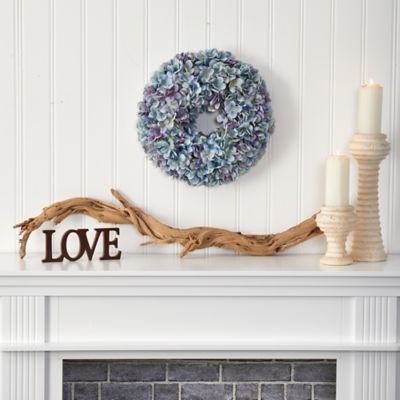 Image showing  16 in. Artificial Hydrangea Wreath, Blue