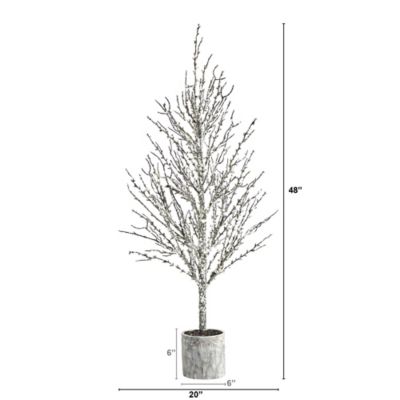 Image showing  4 ft. Artificial Snowed Twig Tree in Decorative Planter