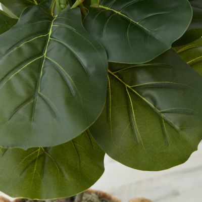 Image showing  3 ft. Artificial Fiddle Leaf Fig Tree with Handmade Cotton & Jute Woven Basket DIY Kit, Green, P1907-CR