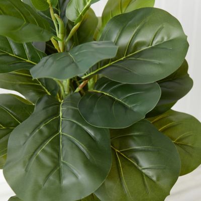Image showing  3 ft. Artificial Fiddle Leaf Fig Tree with Handmade Cotton & Jute Woven Basket DIY Kit, Green, P1907-CR