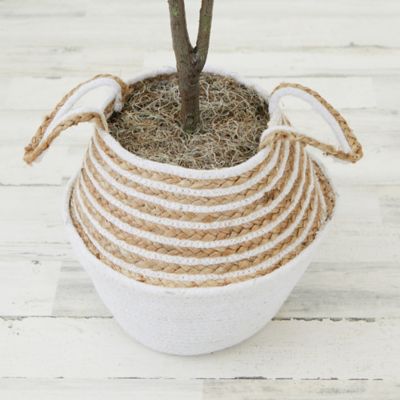 Image showing 7 th Nearly Natural 3 ft. Artificial Fiddle Leaf Fig Tree with Handmade Cotton & Jute Woven Basket DIY Kit, Green, P1907-CR