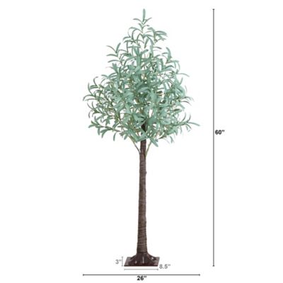 Image showing  5 ft. Pre-Lit Artificial Olive Tree with Warm White LED Lights