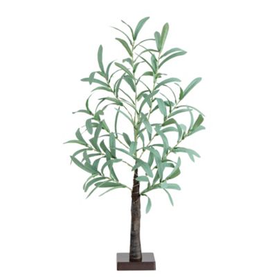 Nearly Natural 2 ft. Pre-Lit Artificial Olive Tree with Warm White LED Lights