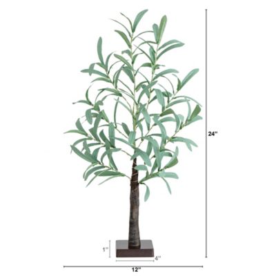 Image showing  2 ft. Pre-Lit Artificial Olive Tree with Warm White LED Lights