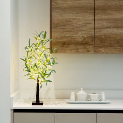 Image showing  2 ft. Pre-Lit Artificial Olive Tree with Warm White LED Lights