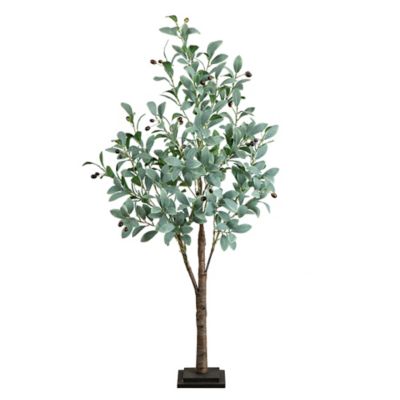 Nearly Natural 4 ft. Pre-Lit Artificial Fruiting Olive Tree with Warm White LED Lights